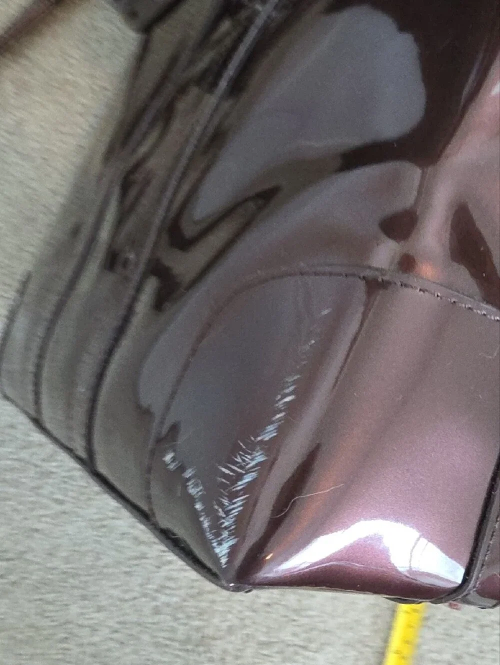 Beijo Patent Laptop Tote in Burgundy